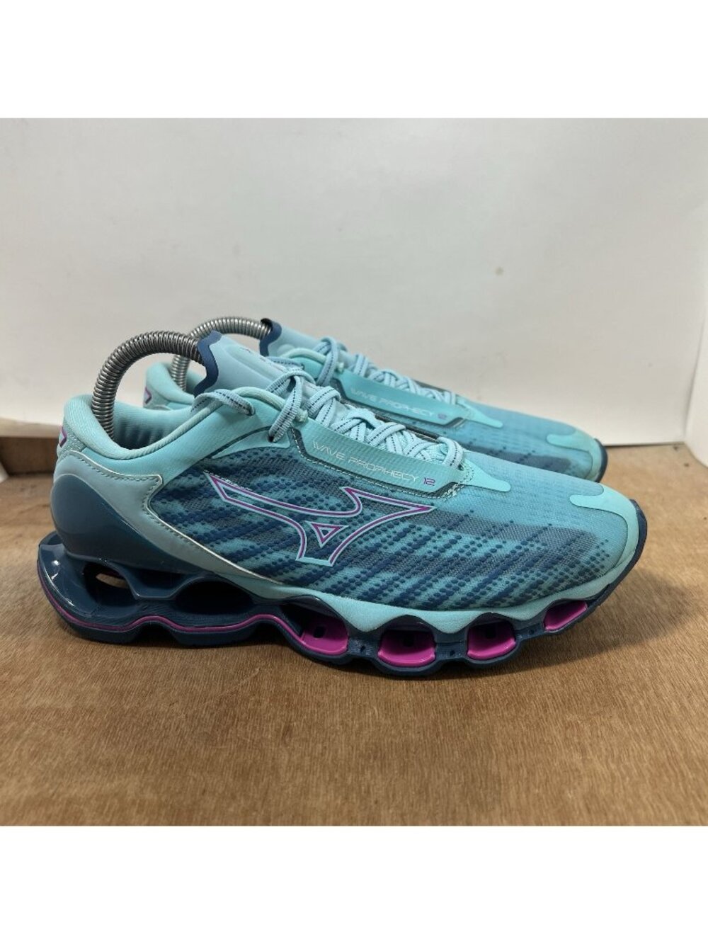 Mizuno Wave Prophecy 12 Womens Size 9 Shoes Blue Atoll Running Lace-Up Sneakers